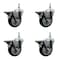 Service Caster 4 Inch Black Polyurethane 12 MM Threaded Stem Caster Set with Brake SCC-TS20S414-PPUB-BLK-PLB-M1215-4 - alternate 1